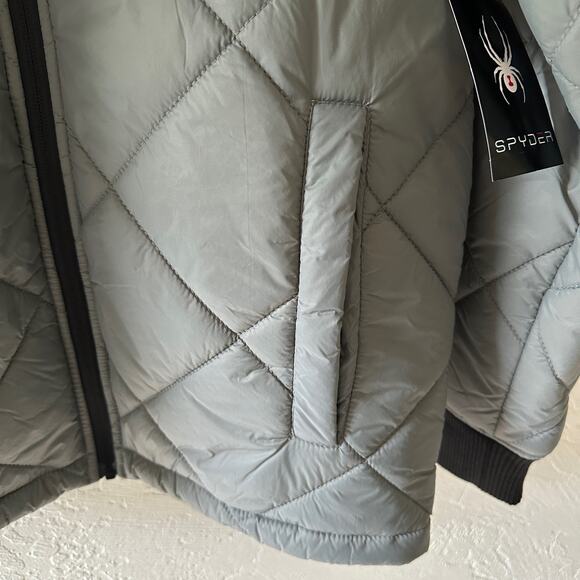 SPYDER Mens Quilted Bomber Jacket $169 NEW Size Small Tea Leaf Normcore Dadcore - Picture 8 of 13